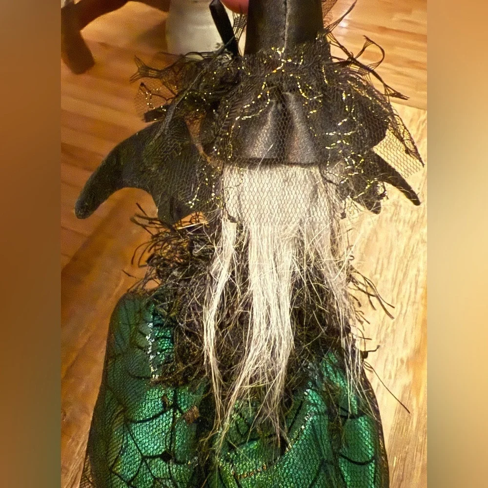 Halloween Witch Green Black Spiderweb Skirt 11x6